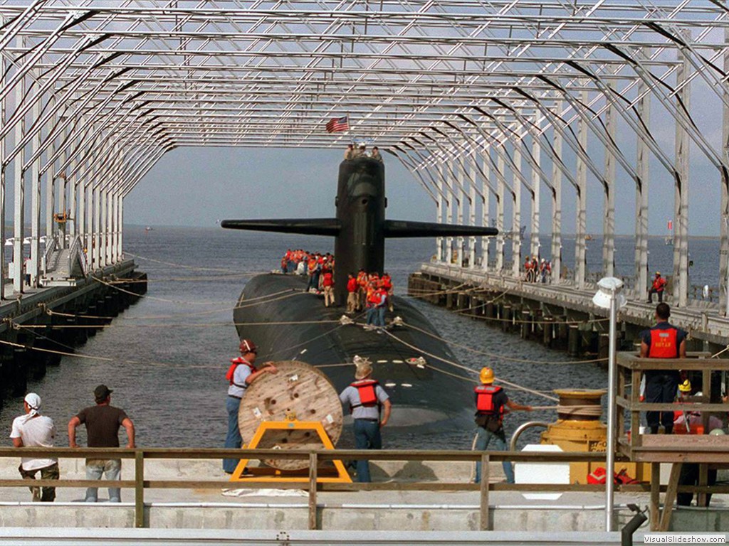 USS West Virginia (SSBN-736) being electrically degaussed 1994